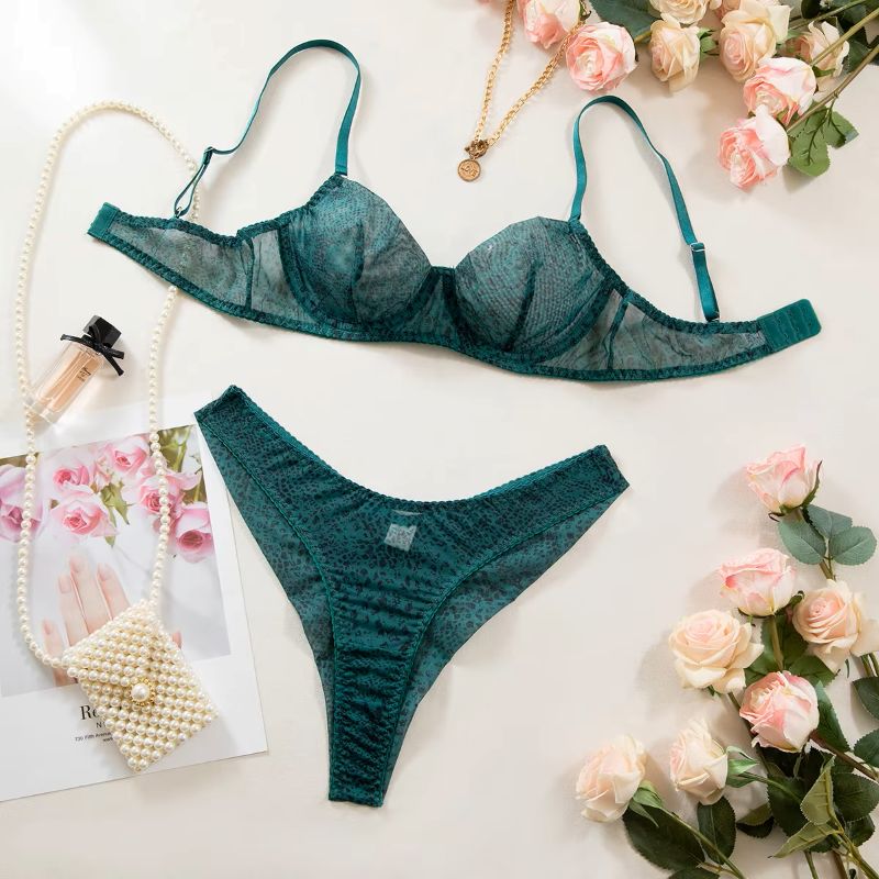 2pcs/Set Woman Lingerie Gather - Sheer Mesh Bra recension och pris